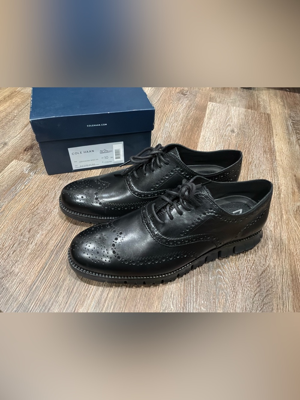 NWB Cole Haan Zerogrand Wing OX Leather Oxford Black Shoes C20719 - Men's Sz 10